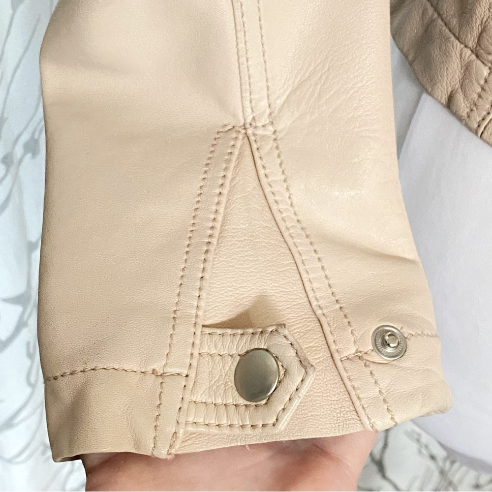 Rebecca Taylor garment washed nude pink zipper zip up moto leather jacket - Picture 10 of 15